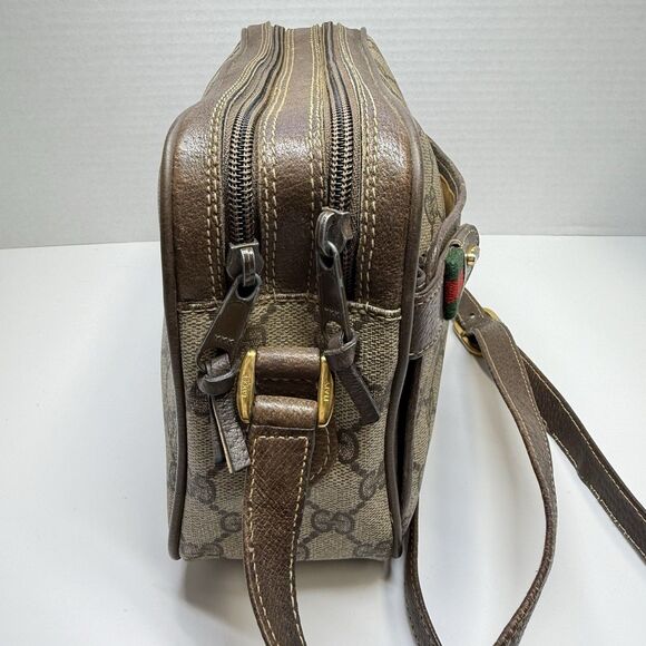 Vintage GUCCI GG Canvas Web Sherry Line Beige Red Green Shoulder Bag - Picture 6 of 13